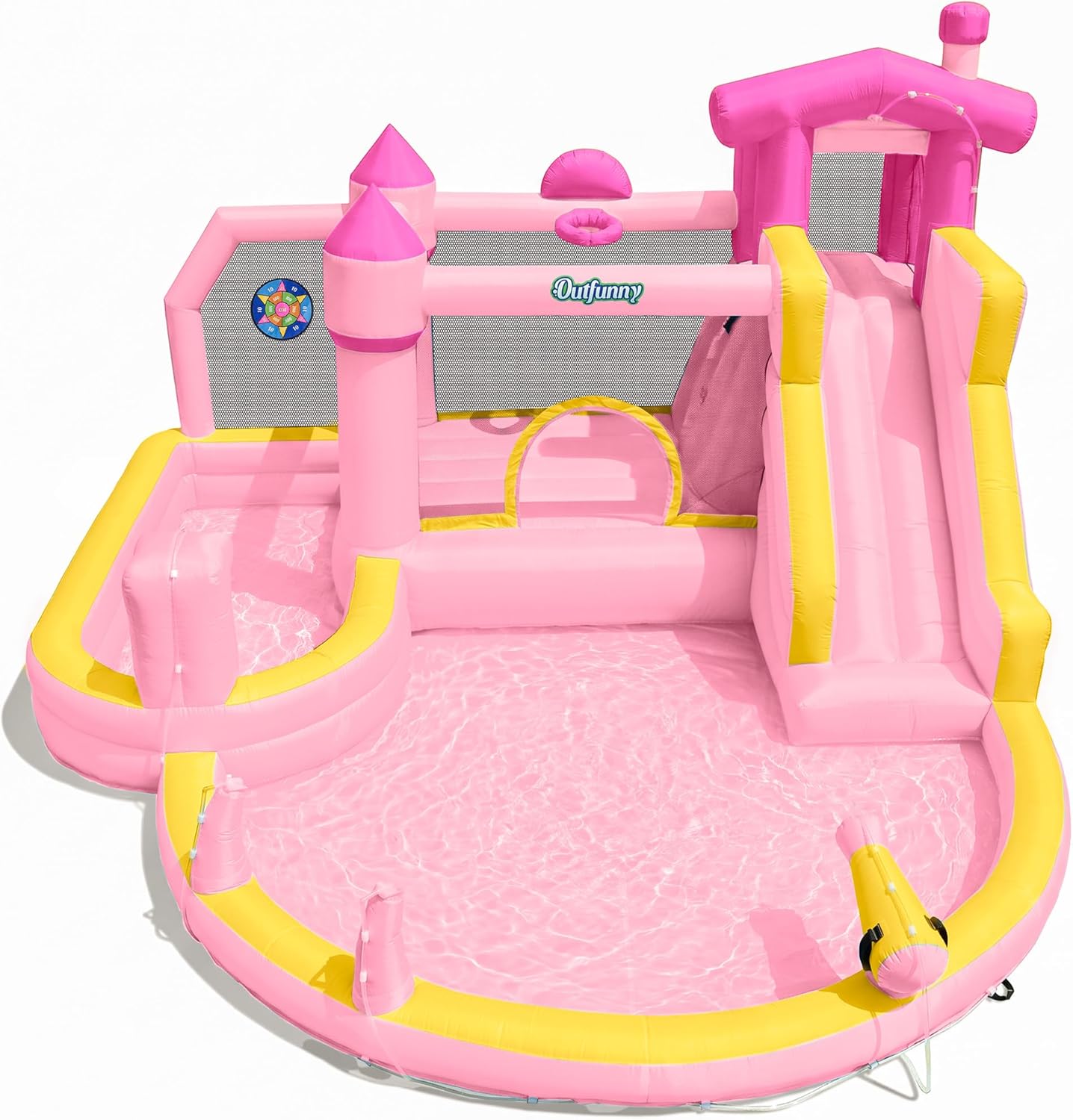 Kids Outdoor Inflatable Water Slide - Tobogán Acuático Inflable Rosa con Casa