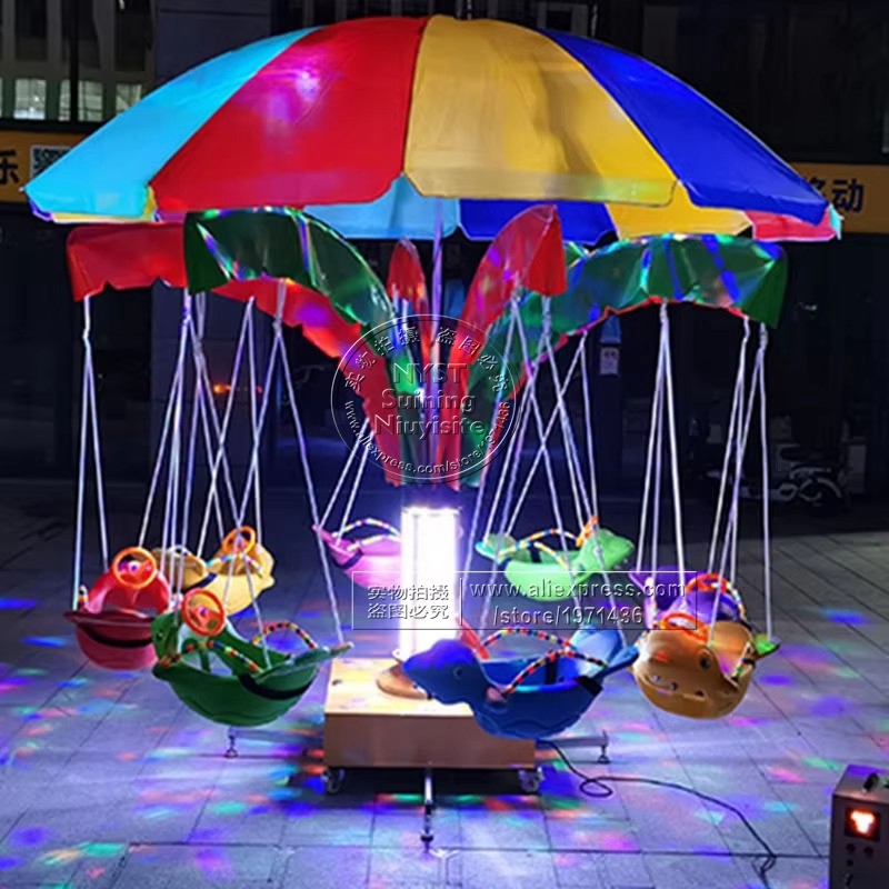 Kids Outdoor Umbrella Chair - Merry Go-carrusel de paraguas redondo para