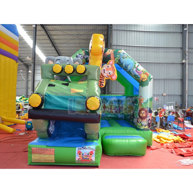 Kids Outdoor Jeep - Castillo Inflable con Tobogán Temático Safari