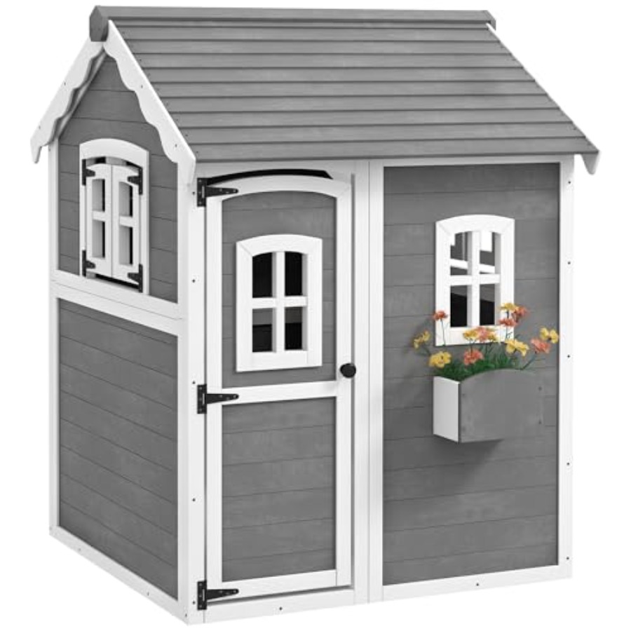 Kids Outdoor Wooden Playhouse - Casa de juegos de madera para