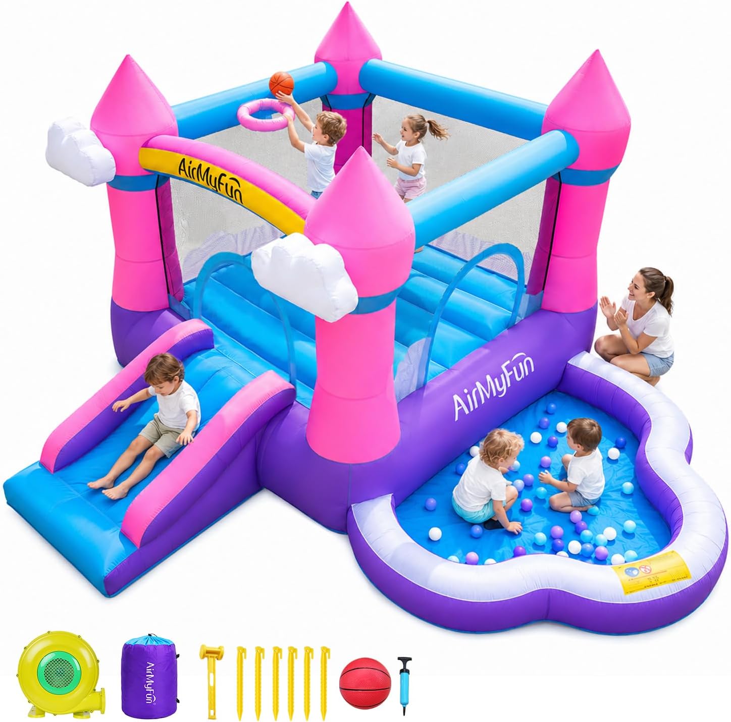Kids Outdoor Inflatable Water Slide - Castillo Inflable Rosa para Niños de