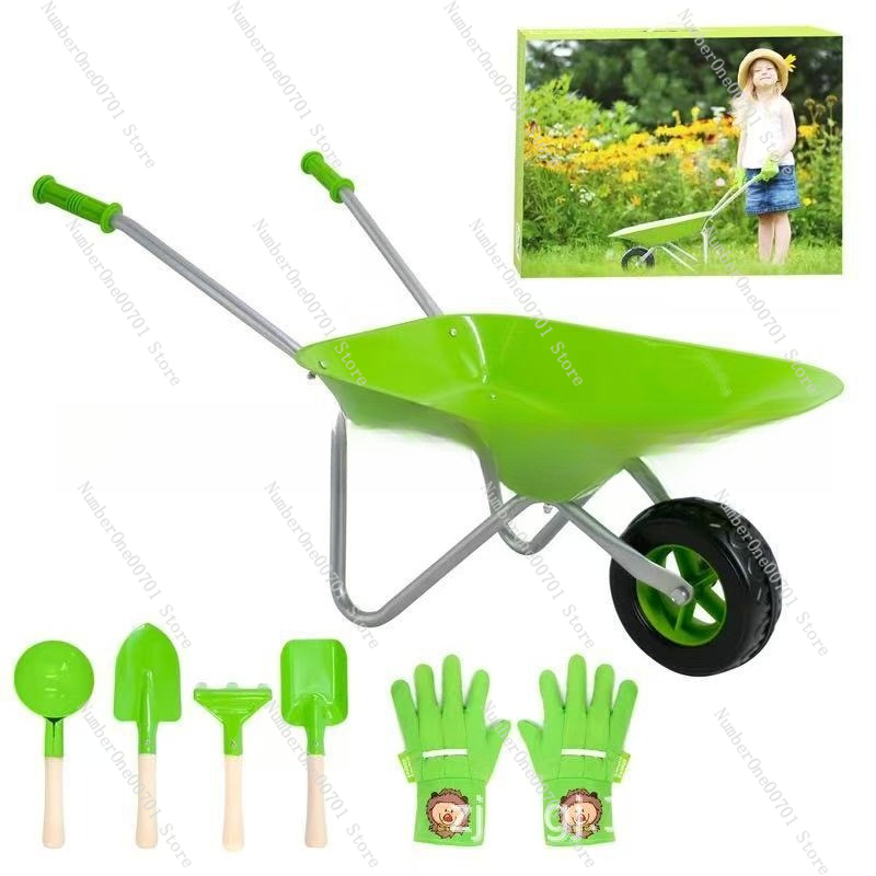 Kids Outdoor Garden Set - Carretilla de Jardín para Niños, Verde,