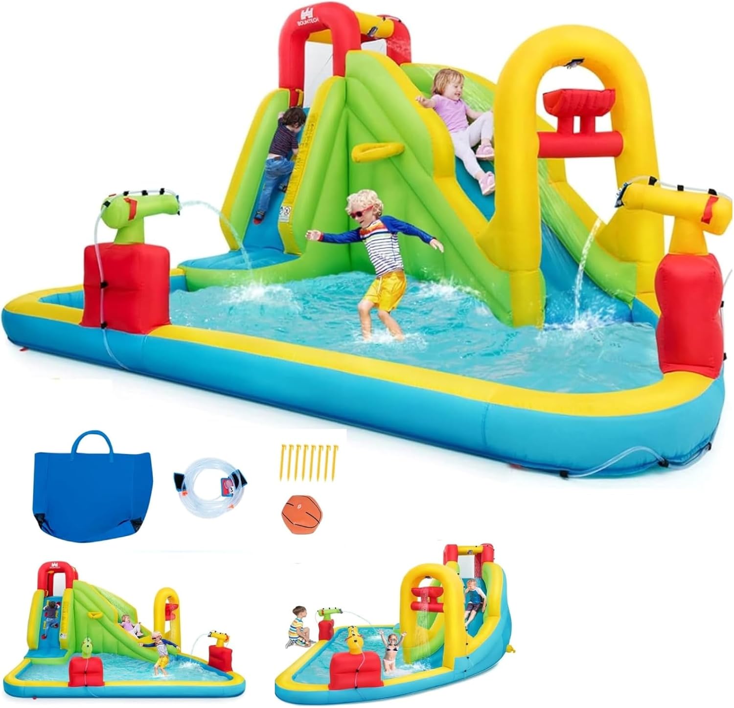 Kids Outdoor Inflatable Water Slide - Mega Parque Acuático Inflable con Castillo