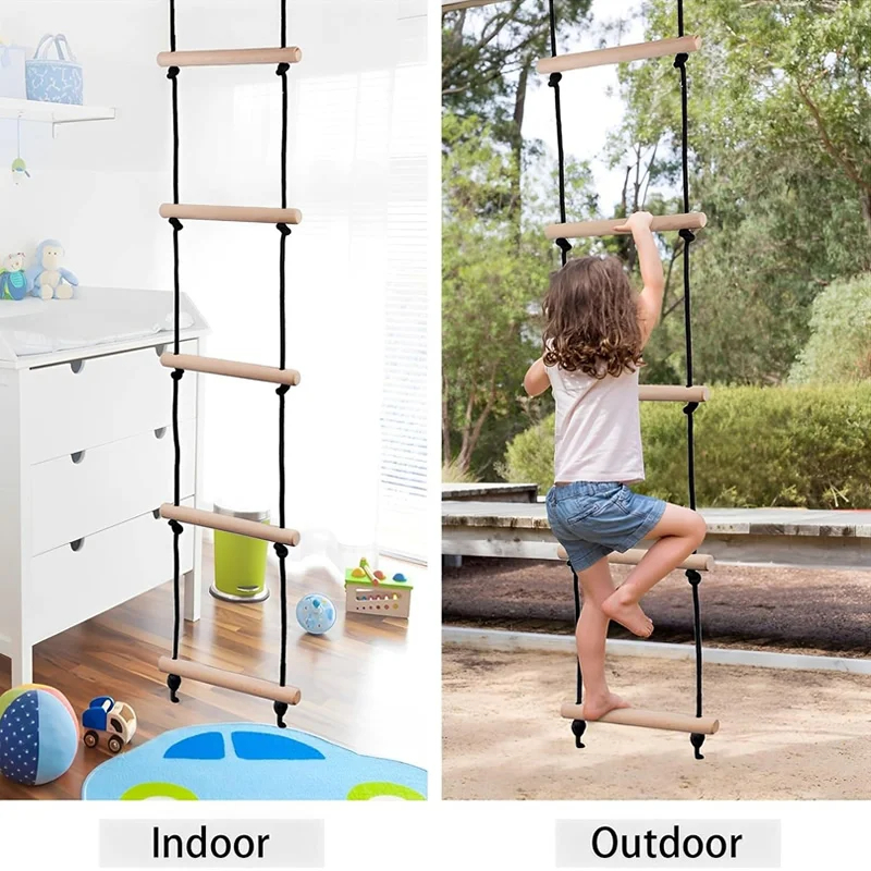 Kids Outdoor Wooden Playset - Escalera de Cuerda para Escalar para
