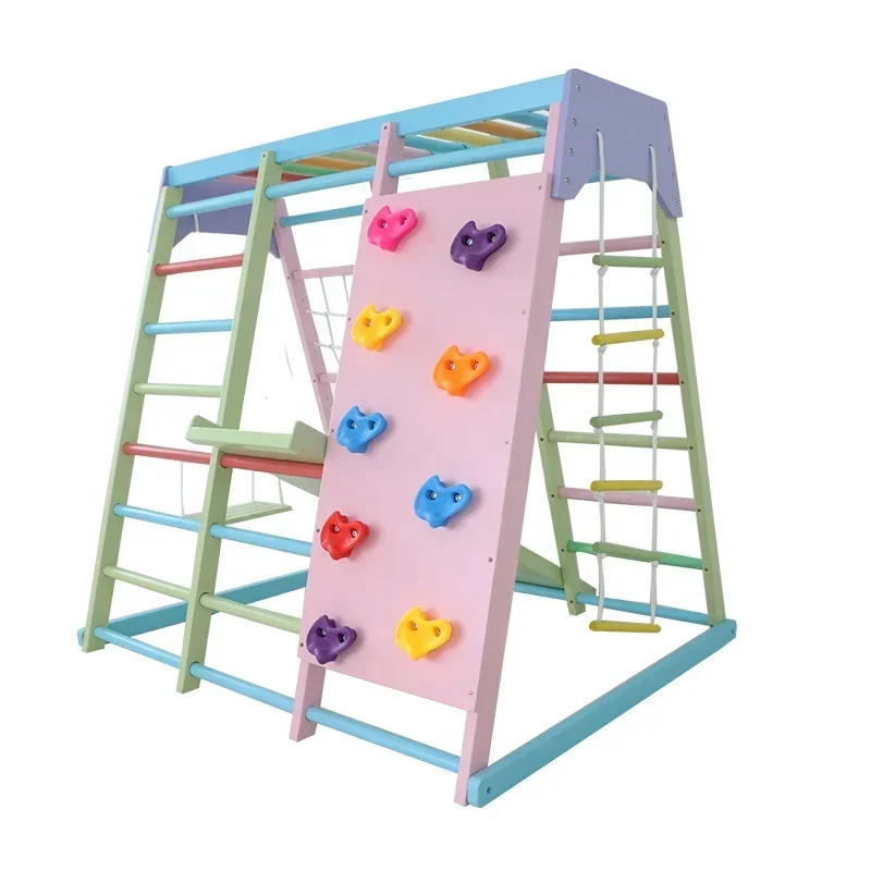 Kids Outdoor Wooden Playset - Set de Escalada de Madera para