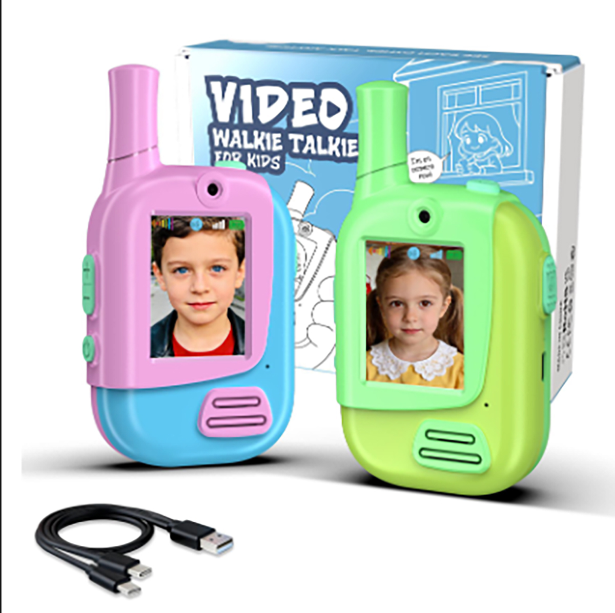 Kids Outdoor Education - Paquete de 2 Walkie Talkies Recargables