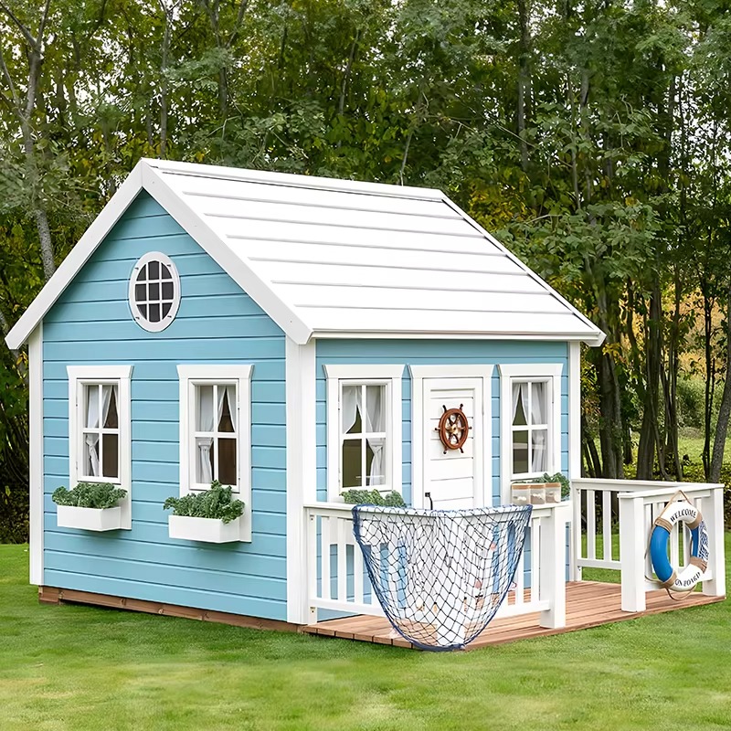 Kids Outdoor Wooden Playhouse - Casa de Juegos de Madera para