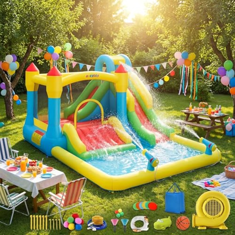 Casa de juegos inflable acuáti - Kids Outdoor Inflatable Water Slide reseña y precio