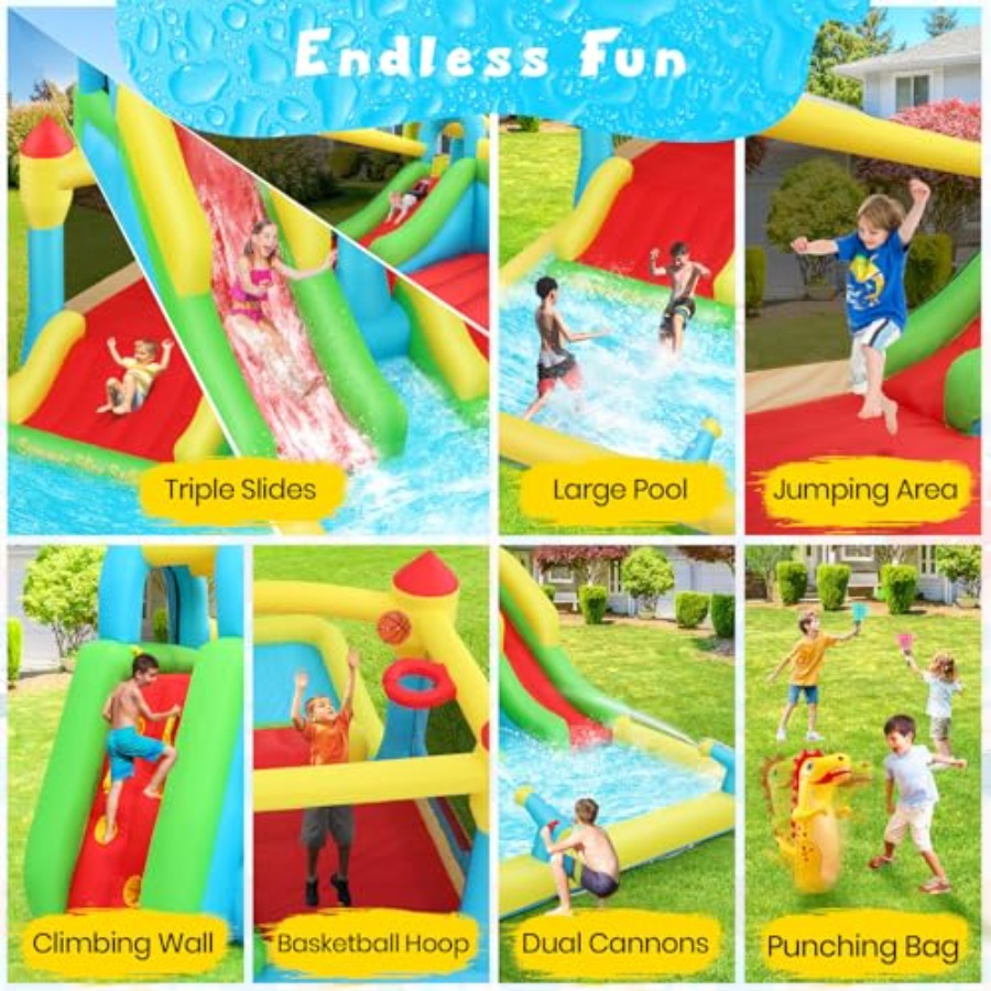 Casa de juegos inflable acuáti - Kids Outdoor Inflatable Water Slide reseña y precio
