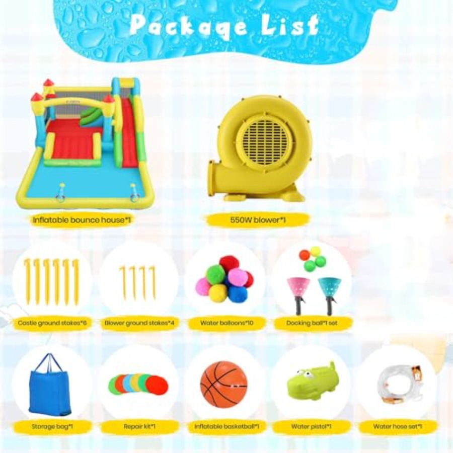 Casa de juegos inflable acuáti - Kids Outdoor Inflatable Water Slide reseña y precio
