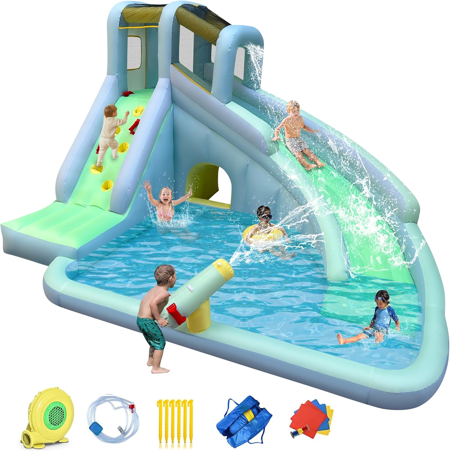 Parque Acuático Inflable 6 en  - Kids Outdoor Inflatable Water Slide reseña y precio