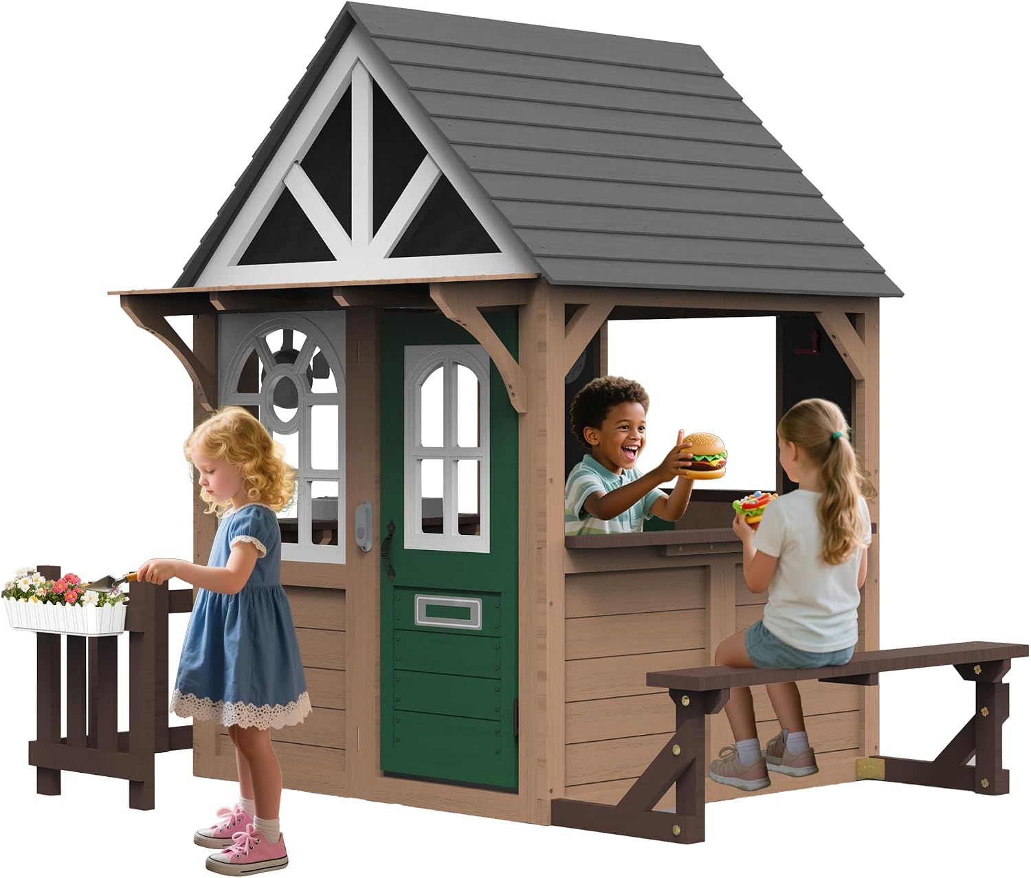 Casa de Juegos para Niños Seiz - Kids Outdoor Wooden Playhouse reseña y precio