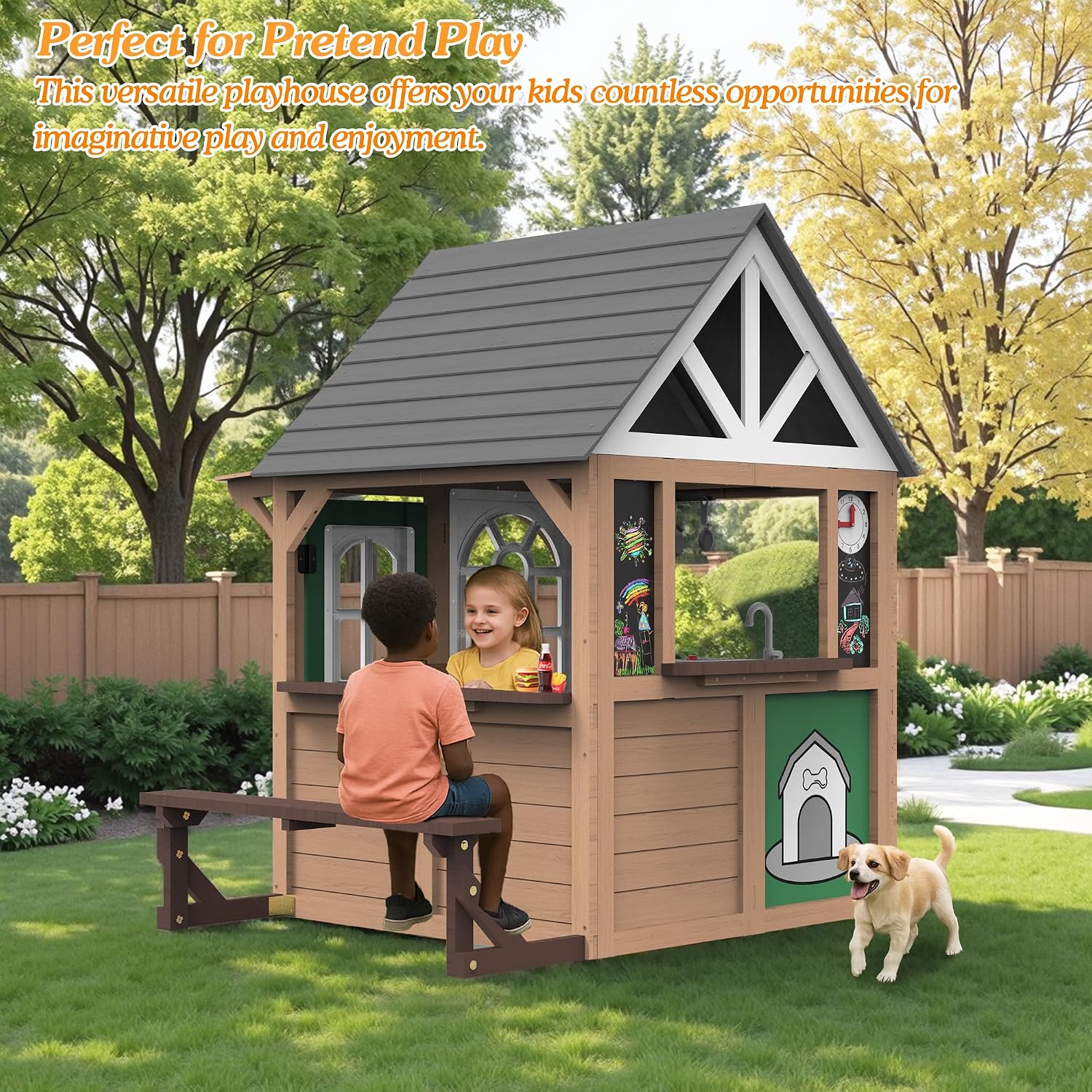 Casa de Juegos para Niños Seiz - Kids Outdoor Wooden Playhouse reseña y precio