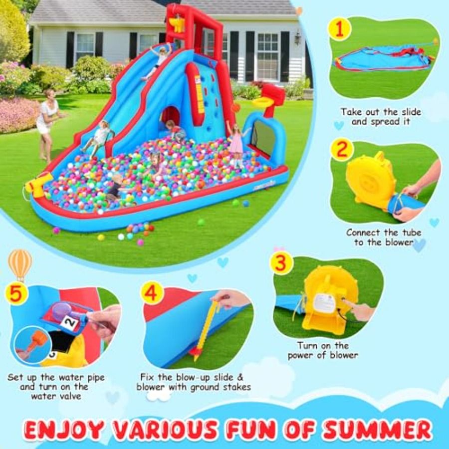 Tobogán acuático inflable para - Kids Outdoor Inflatable Water Slide reseña y precio