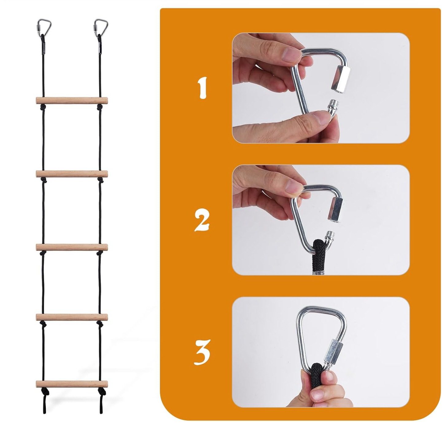 Escalera de cuerda para niños, - Kids Outdoor Wooden Playset reseña y precio