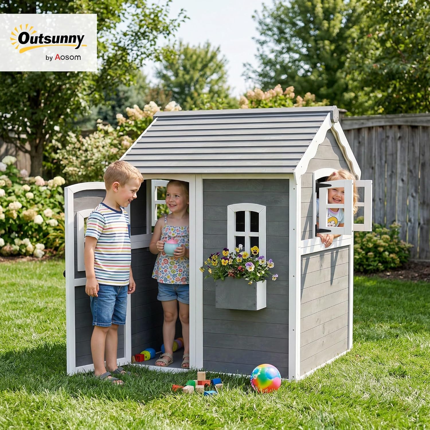 # Casita de Juegos de Madera p - Kids Outdoor Wooden Playhouse reseña y precio