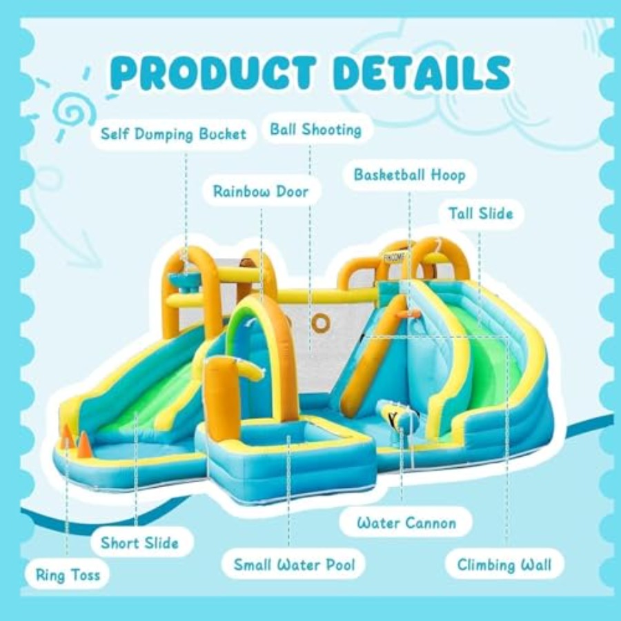Parque acuático inflable para  - Kids Outdoor Inflatable Water Slide reseña y precio