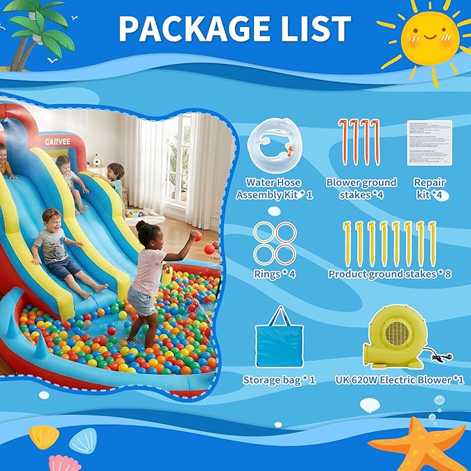 Parque Acuático Inflable 8 en  - Kids Outdoor Inflatable Water Slide reseña y precio