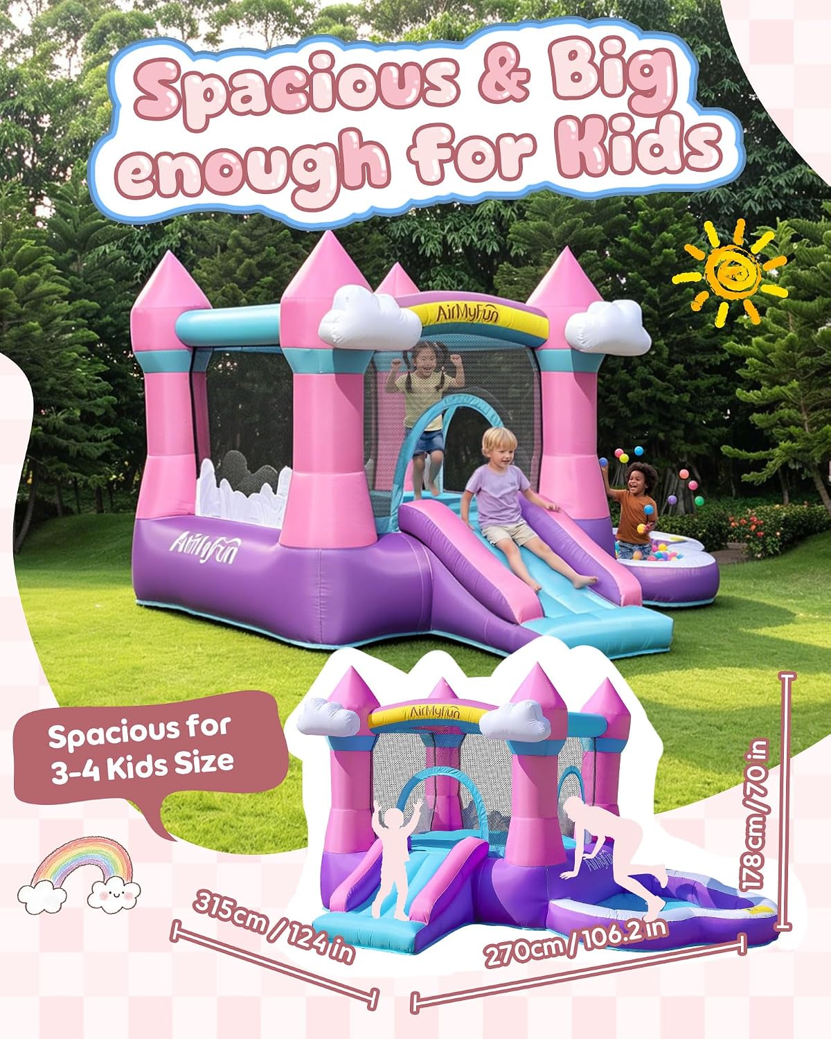 Castillo Inflable Rosa para Ni - Kids Outdoor Inflatable Water Slide reseña y precio