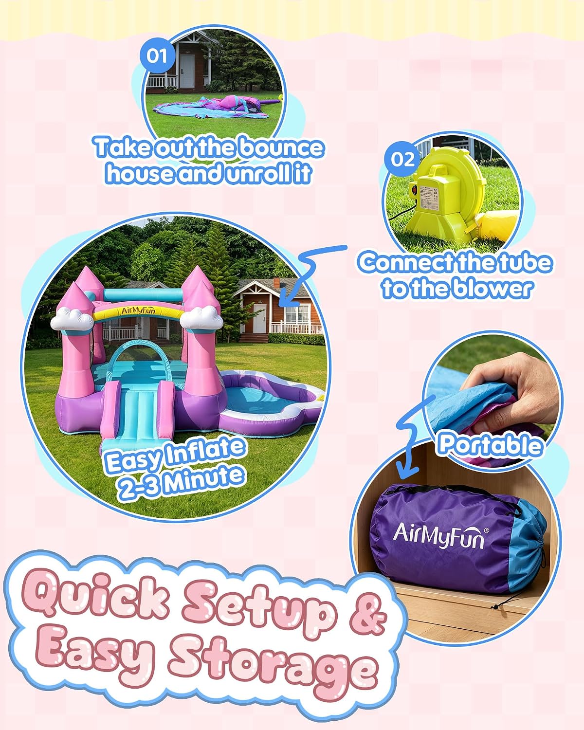 Castillo Inflable Rosa para Ni - Kids Outdoor Inflatable Water Slide reseña y precio