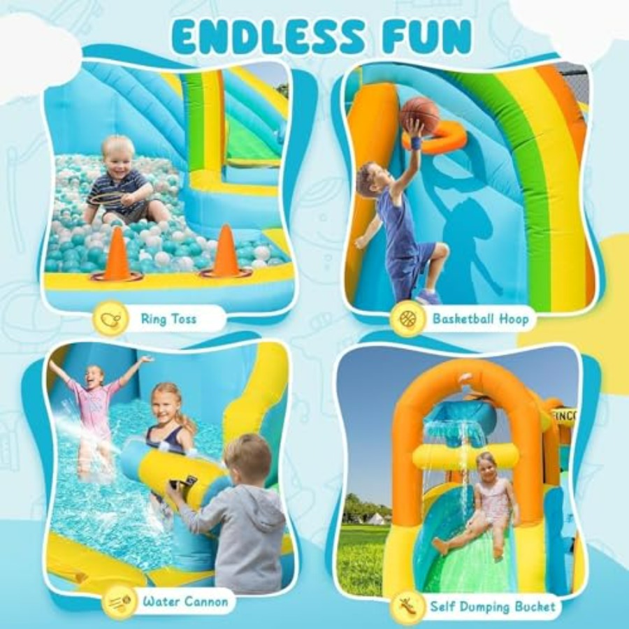 Tobogán acuático inflable para - Kids Outdoor Inflatable Water Slide reseña y precio