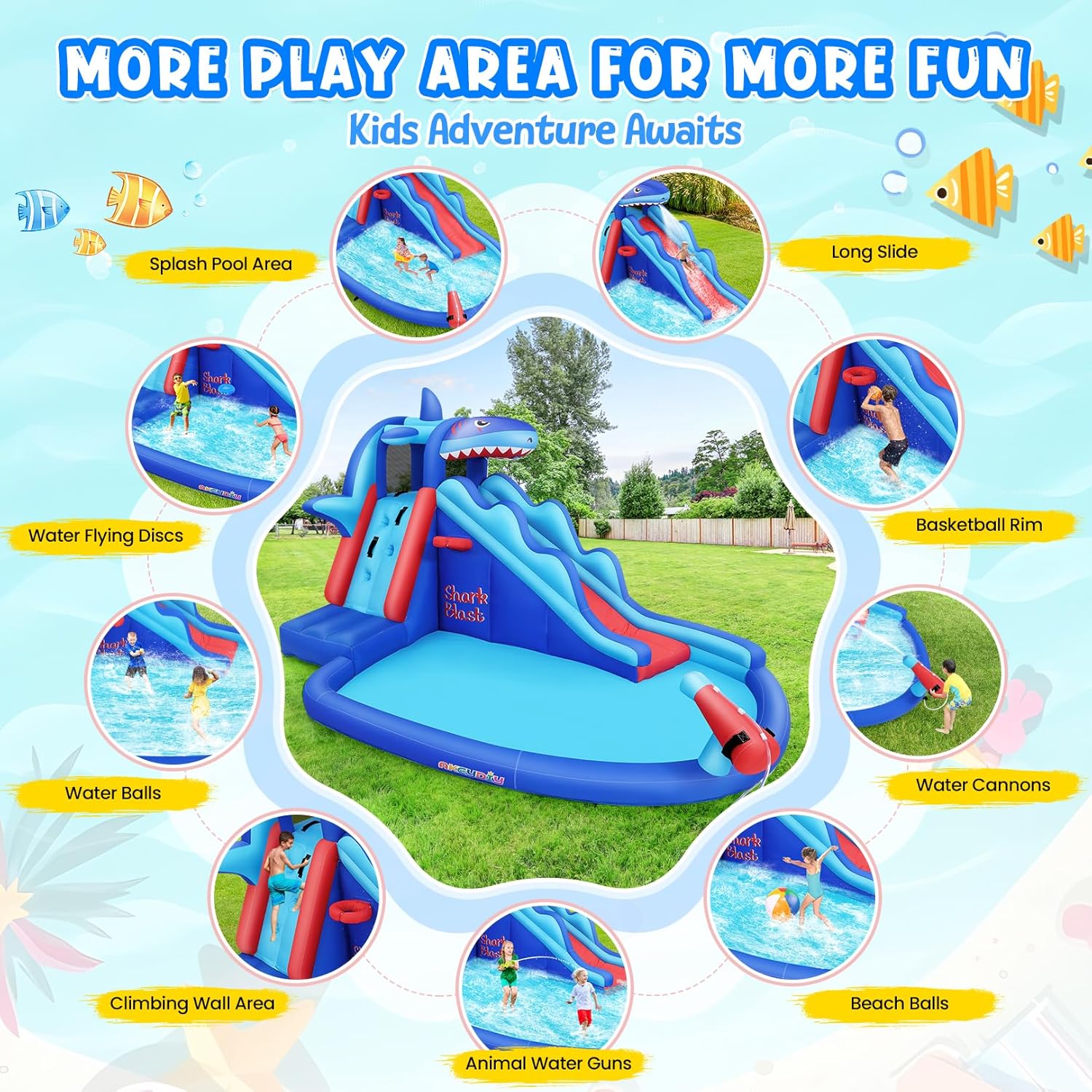 Parque Acuático Inflable con T - Kids Outdoor Inflatable Water Slide reseña y precio