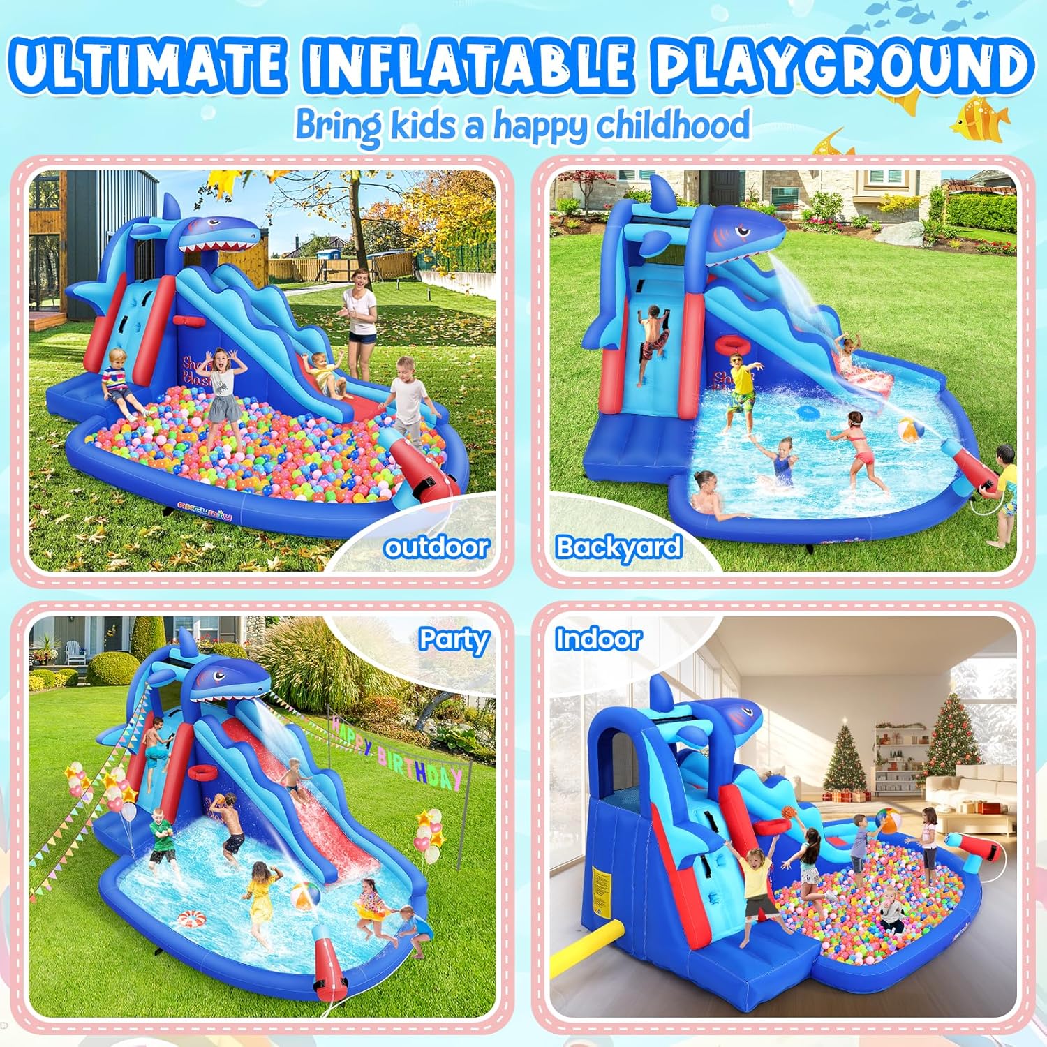 Parque Acuático Inflable con T - Kids Outdoor Inflatable Water Slide reseña y precio