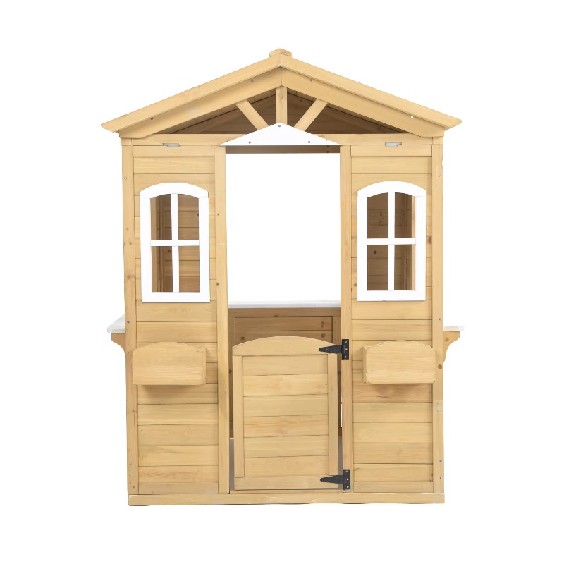Casita de Juegos Moderna y Clá - Kids Outdoor Wooden Playhouse reseña y precio