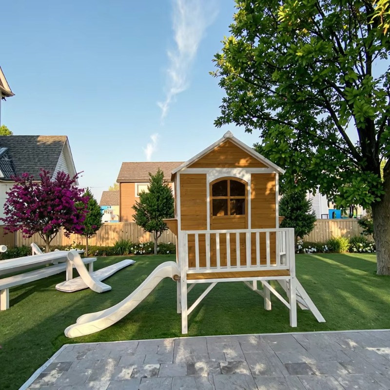 Moderna Casa de Juegos Infanti - Kids Outdoor Wooden Playhouse reseña y precio