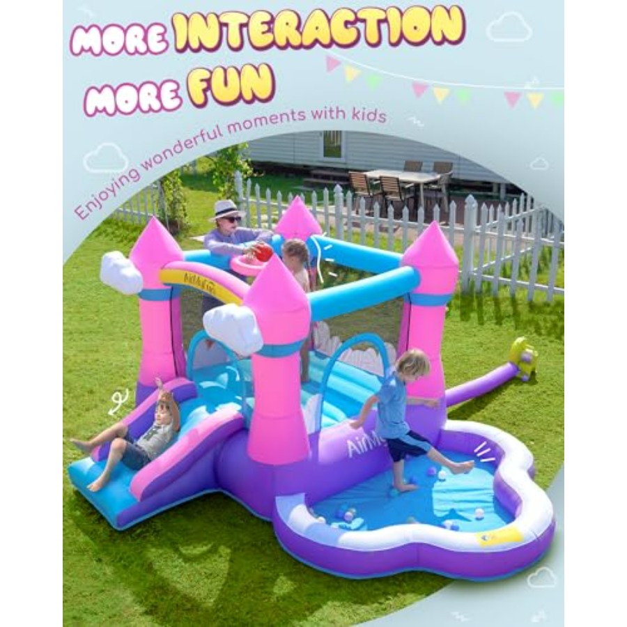 Casa inflable rosa para niños  - Kids Outdoor Inflatable Water Slide reseña y precio