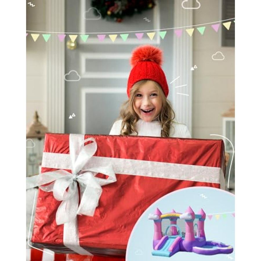Casa inflable rosa para niños  - Kids Outdoor Inflatable Water Slide reseña y precio