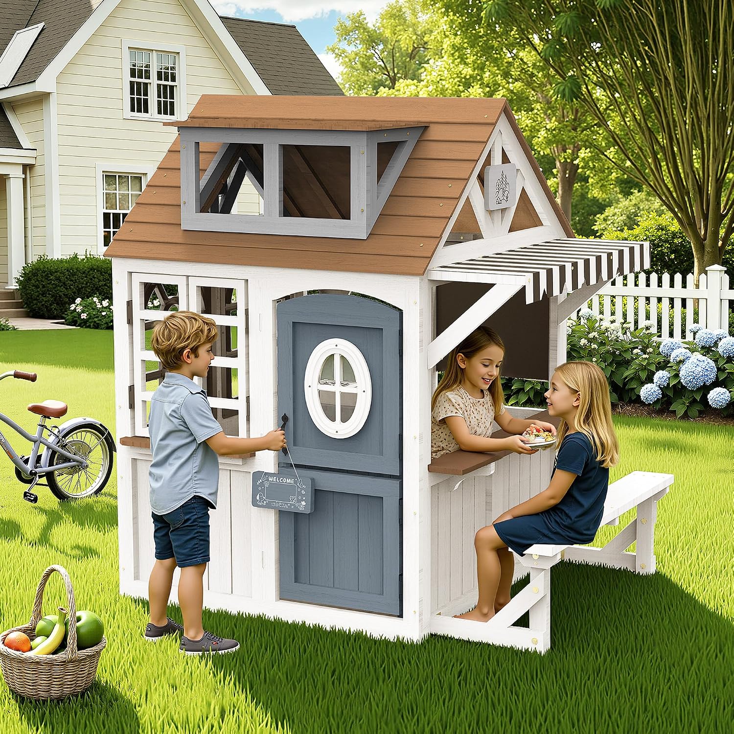 Casa de Juegos de Madera para  - Kids Outdoor Wooden Playset reseña y precio